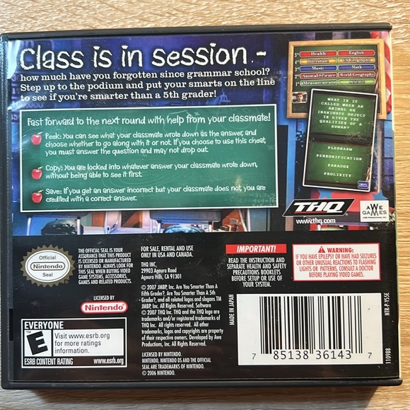 Are You Smarter than a 5th Grader: Make the Grade Nintendo DS Game with/ Case - Picture 2 of 5